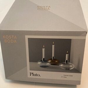 Kosta Boda Pluto Candle Holder Gray